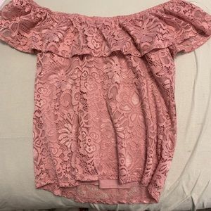 Crop top. Off the shoulder.